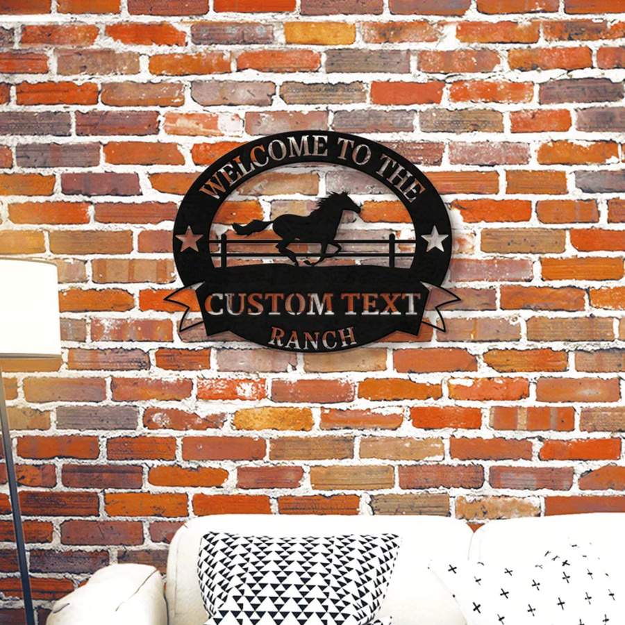 Personalisiertes rundes Metallschild Hello Young mit Tier-Motiv in Schwarz im rustikalen Design zur Wanddekoration - Bild 6