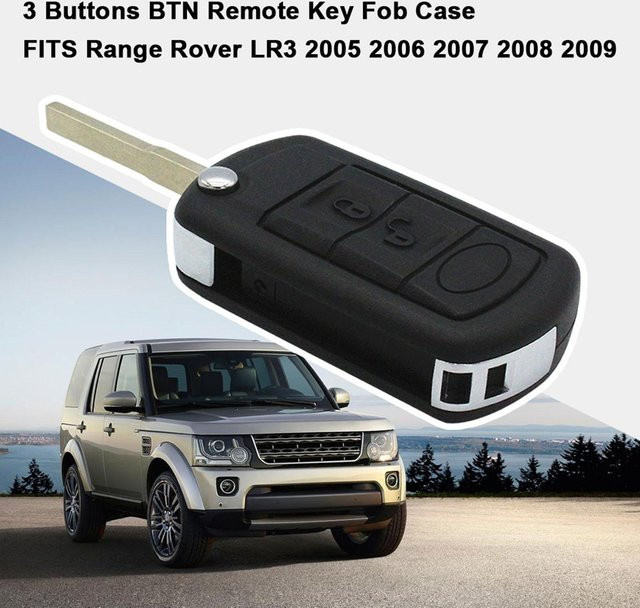 Ersatzgehäuse für Range Rover LR3 2005 bis 2009 mit 3 Tasten BTN Fernbedienung Schlüsselanhänger in Schwarz - Bild 1