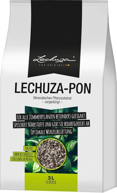 Lechuza Pon mineralisches Pflanzsubstrat für Zimmerpflanzen und essbare Pflanzen, 3 Liter - Bild 1
