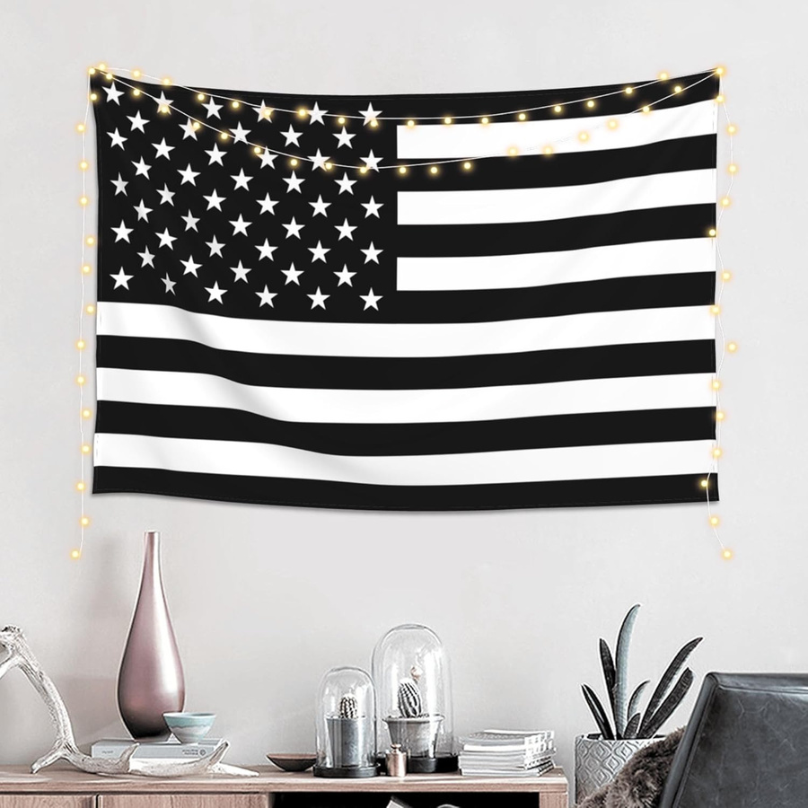 Wandteppich Amerikanische Flagge in Schwarz-Weiß als Wanddekoration, B/H: 70 x 100 cm - Bild 3