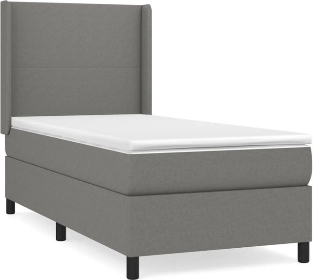 vidaXL Boxspringbett mit Matratze Hybrid-Design in Dunkelgrau, B/T/H: 90 x 200 cm - Bild 1