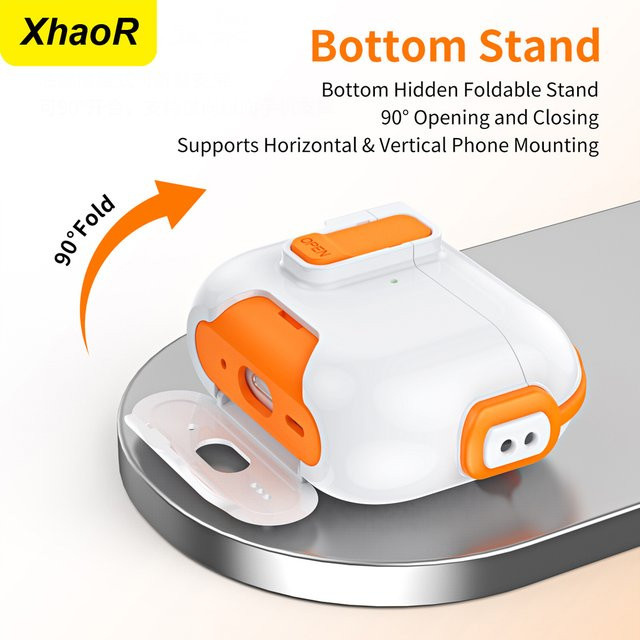 XhaoR Kopfhörer-Abdeckung für AirPods 4, ACN-Schutzhülle mit Magnet, Sicherheitsschloss, Haken, Telefonhalter, Lanyard und Schlüsselanhänger - Bild 1