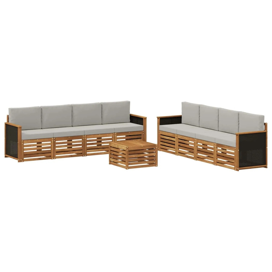 vidaXL Sofagarnitur aus Massivholz Akazie mit 9 Kissen im modernen Latten-Design - Bild 2