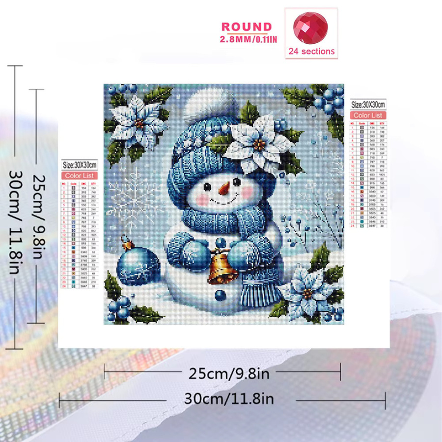 Evershine 5D DIY Diamant Malerei Schneemann Winter Landschaft Mosaik Wanddeko als Kreuzstich Set - Bild 2
