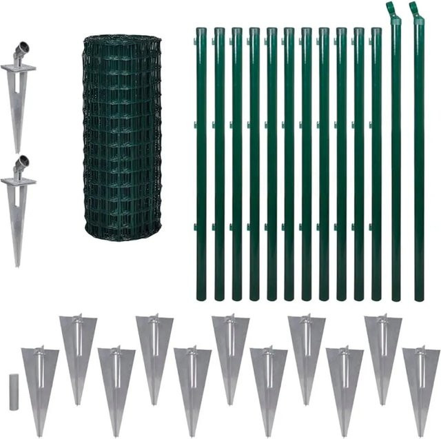 vidaXL Maschendrahtzaun Eurozaun aus Stahl, PVC-beschichtet, Grün, Höhe: 1 m, Länge: 25 m - Bild 1