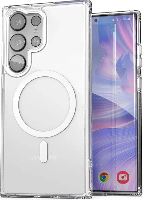 Fashion Clear Magnetische Wireless Charging Schutzhülle für Samsung Galaxy S25 S24 S23 S22 S21 S20 Plus FE Ultra stoßfest, Transparent - Bild 1