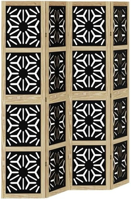 vidaXL 4-teiliger Raumteiler aus Massivholz Paulownia und Metall in Braun und Schwarz, Modernes Design für Wohnzimmer, Schlafzimmer oder Home-Office, H x B x T: 180 x 145 x 35,88 cm - Bild 1