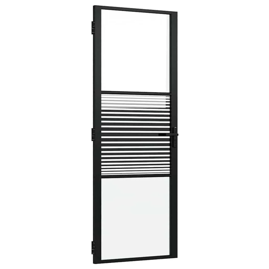 vidaXL Glastür in Schwarz und Transparent mit Aluminiumrahmen, minimalistisches Design, B/T/H: 76 x 3,5 x 201,5 cm - Bild 2