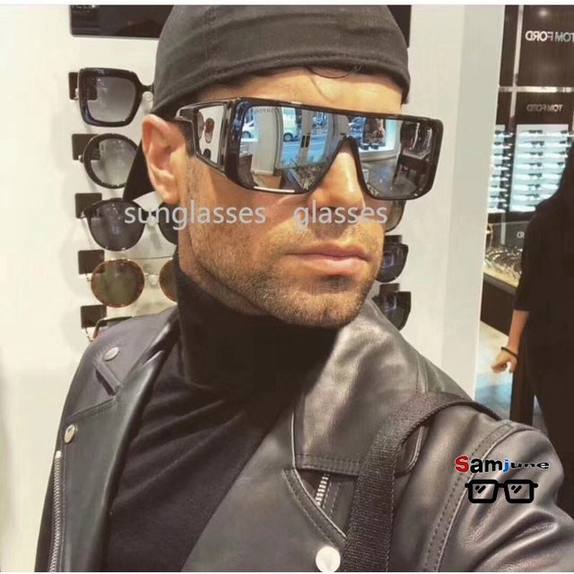 Samjune Sonnenbrille, Herren, Vollrand, Square, Schwarz, Kunststoff - Bild 1