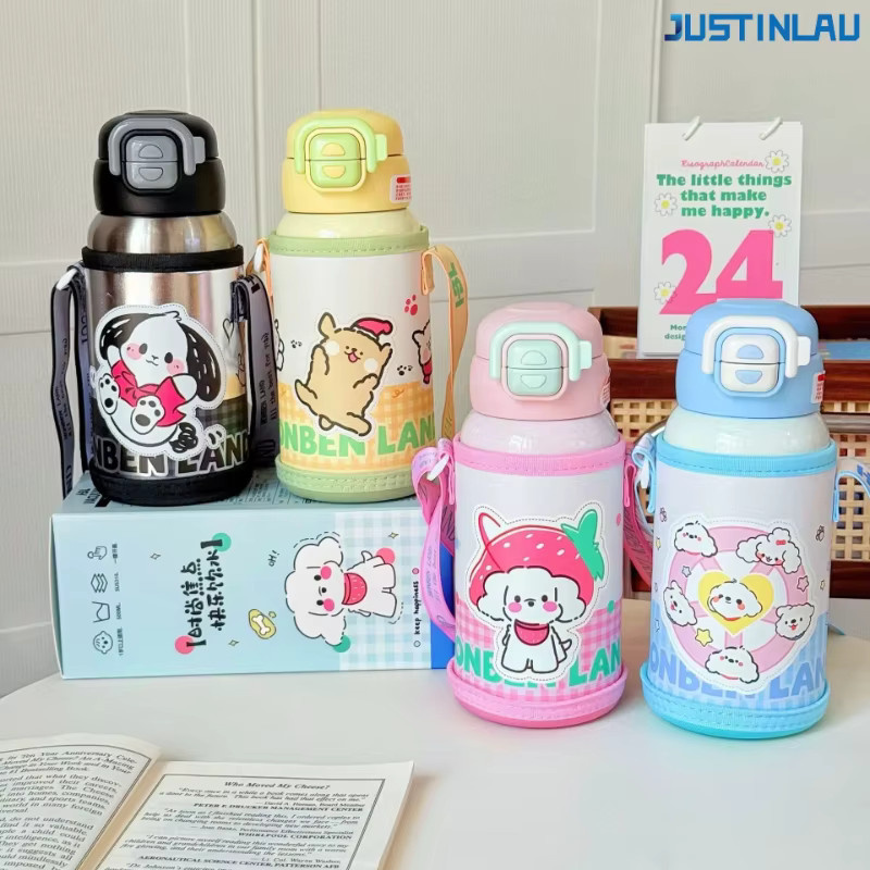 JUSTINLAU Pop-Up Drei-Getränke-Thermoskanne aus 316 Edelstahl mit Becherhülle, 500ml, Schwarz/Silber - Bild 2