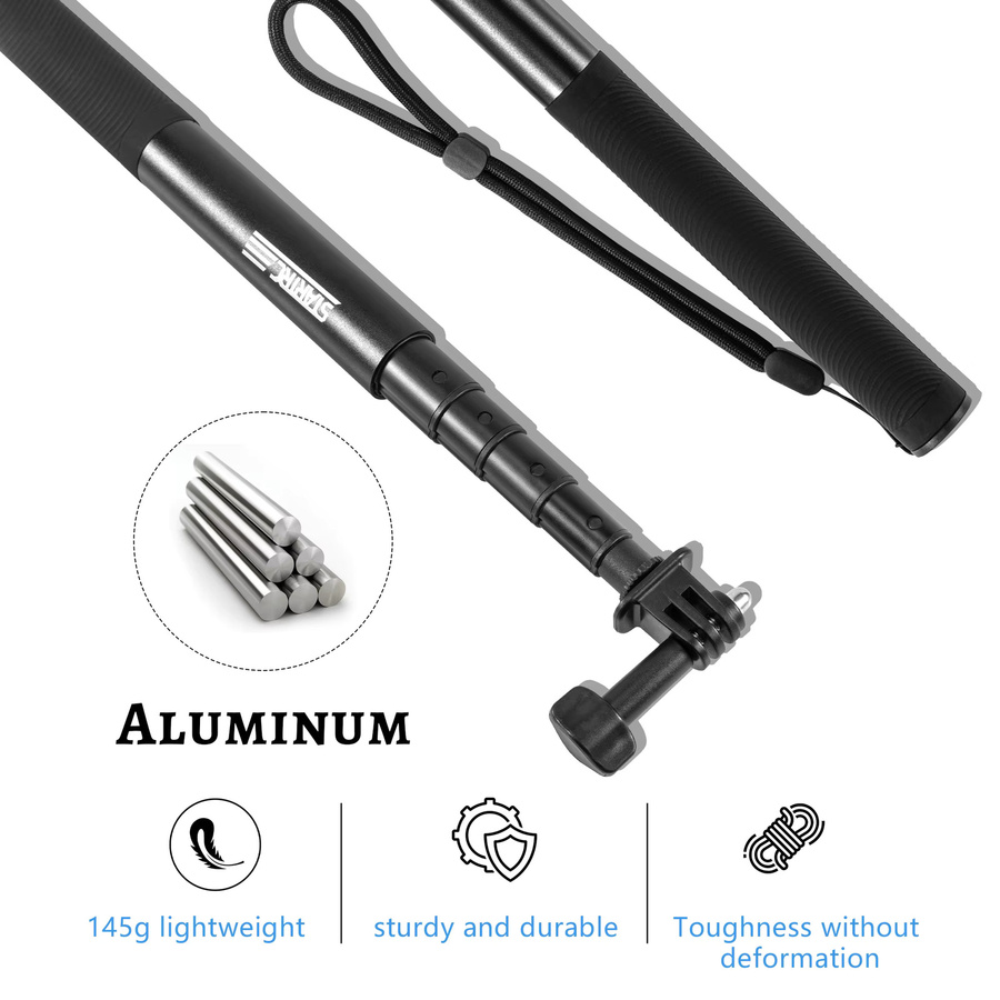 STARTRC Selfie-Stick 1,3m in Schwarz mit 1/4-Zoll-Schraube für GoPro, Insta360 X4 X5, DJI Osmo Pocket 4 3 und Action Kameras - Bild 3