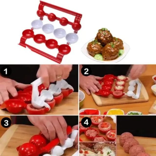 Newbie Fleischbällchen Maker für Fleisch und Fisch in Rot, runde Form aus Kunststoff, Durchmesser: 24,0 cm, Höhe: 27,0 cm - Bild 1