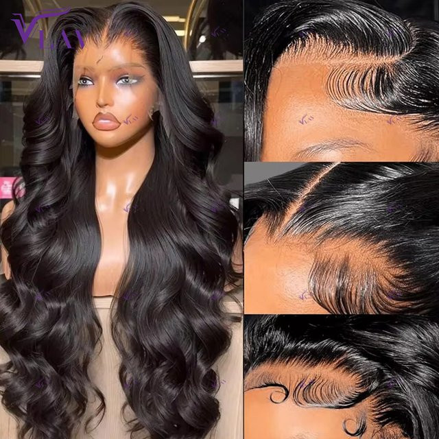VLAV Body Wave Lace Frontal Perücke, 13x6 HD Transparent, Echthaar, Unisex - Bild 1