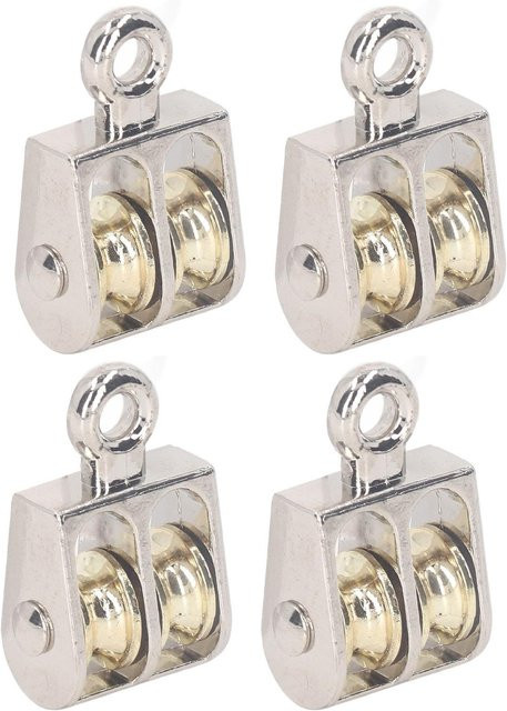 4er Set Doppelter Umlenkblock aus Zinklegierung in Silber mit 100 kg Tragkraft für Seilzüge und Krane - Bild 1