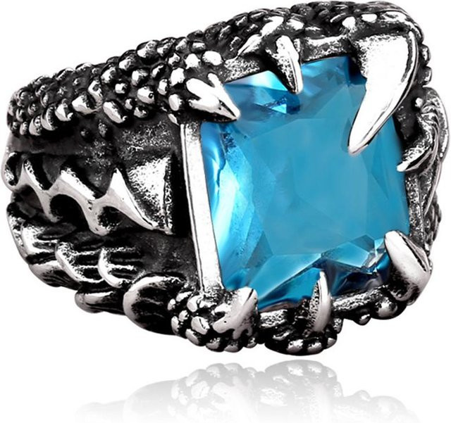 Yiran Jewelry Ring, Edelstahl, Kristall, Silber, Herren, Vintage - Bild 1