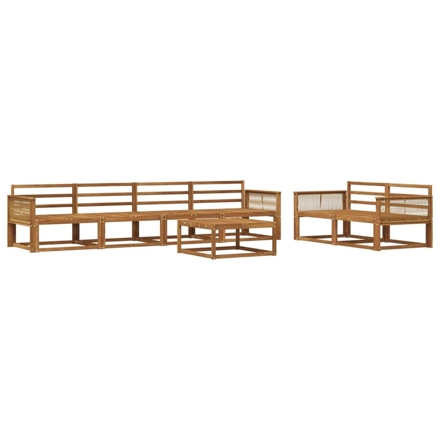 vidaXL Outdoor-Sofagarnitur aus Massivholz Akazie in Braun, 7-teiliges Set im U-Shape mit Latten-Design - Bild 2