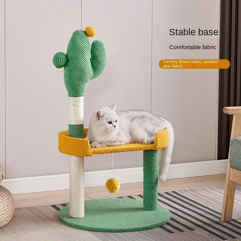 Yiran Furniture Kaktus Katzenklettergerüst aus Stoff mit integriertem Katzennest und Sprungbrett in kleiner Größe - Bild 2