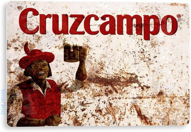 Tinworld Blechschild Cruzcampo Spanisches Bier Dekor in Multicolor B/H: 12 x 20 cm - Bild 1