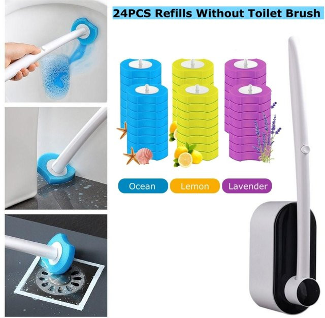 INMAICH 24er Set Einweg WC-Pinselköpfe zum Nachfüllen, gelb, WC-Schüssel Reiniger und Schrubb-Pads für die Badezimmerreinigung - Bild 1