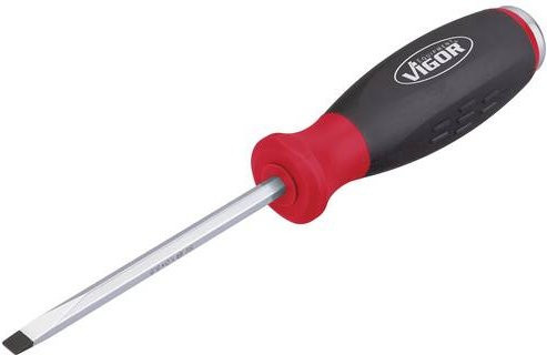 Vigour Schlitz-Schraubendreher V3599 mit Schlagkappe, Farbe: Rot, Klingenlänge: 100 mm - Bild 1