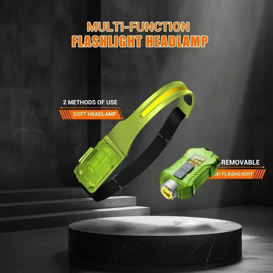 Heinast Tragbare COB LED Taschenlampe mit Bewegungssensor, USB aufladbarer Scheinwerfer, Wasserdicht, Schwarz - Bild 2