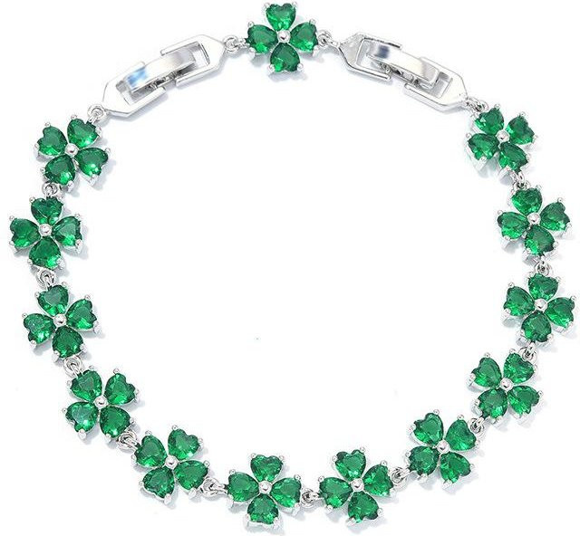 YIRAN Armband, Vierblättriges Kleeblatt, Kupfer, Weiß, Zirkonia, Damen - Bild 1