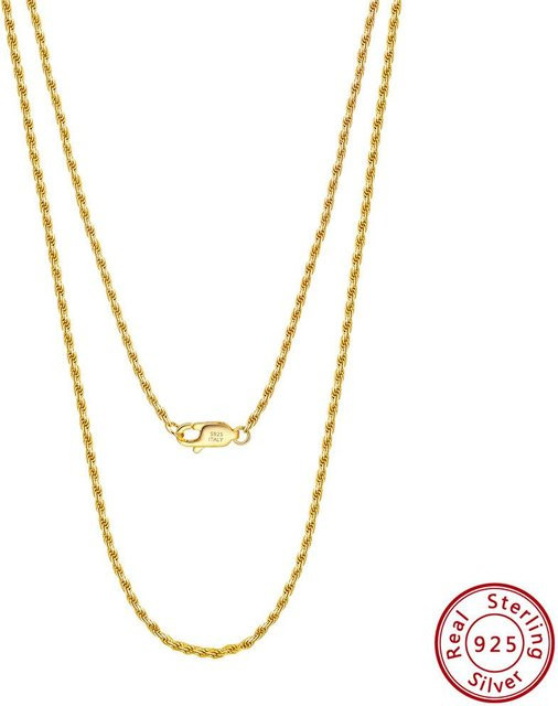 Halskette 925 Sterling Silber, Gedrehte Seilkette, 1,2 mm, 40 cm, Unisex - Bild 1