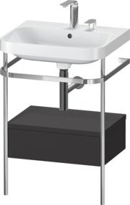 Duravit Möbelwaschtisch-Kombi Happy D.2 Plus in Grau mit 2 Handtuchhalterringen und 1 Schublade, B/T: 57,5 x 49 cm - Bild 1