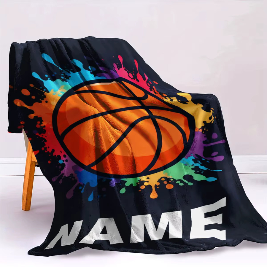 Personalisierte Fleece-Namensdecke von SRH in Multicolour mit geometrischem Design, weiche Plüschdecke für Erwachsene - Bild 2