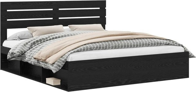 vidaXL Bettrahmen aus massivem Kiefernholz in Schwarz, B/T/H: 200 x 200 x 206 cm - Bild 1