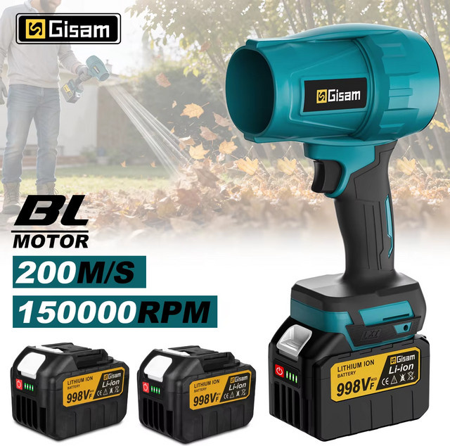 Gisam Bürstenloser Akku-Luftbläser Turbo Jet Fan Laubbläser und Staubblasgerät für Makita 18V LXT Akku mit 150000 RPM - Bild 1