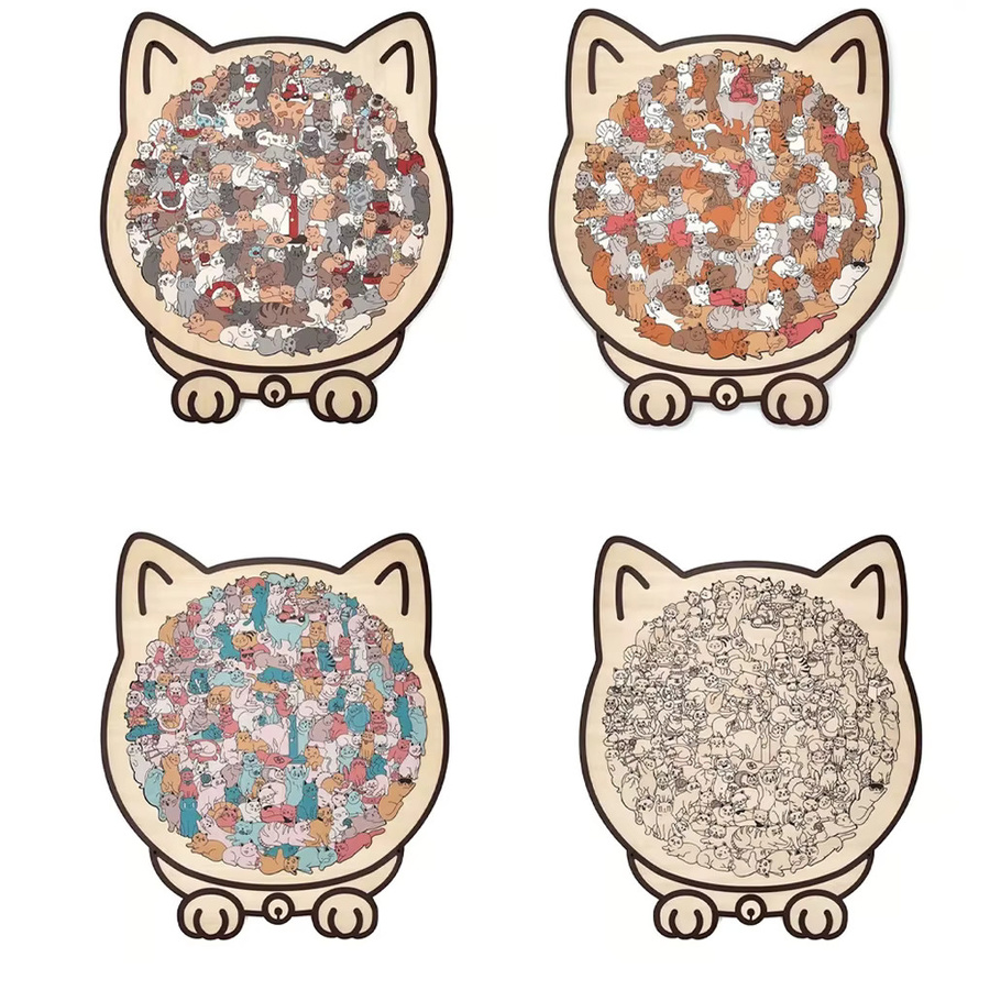 elenxs 3D-Holzpuzzle Katzenform, 135-teiliges Set - Bild 5