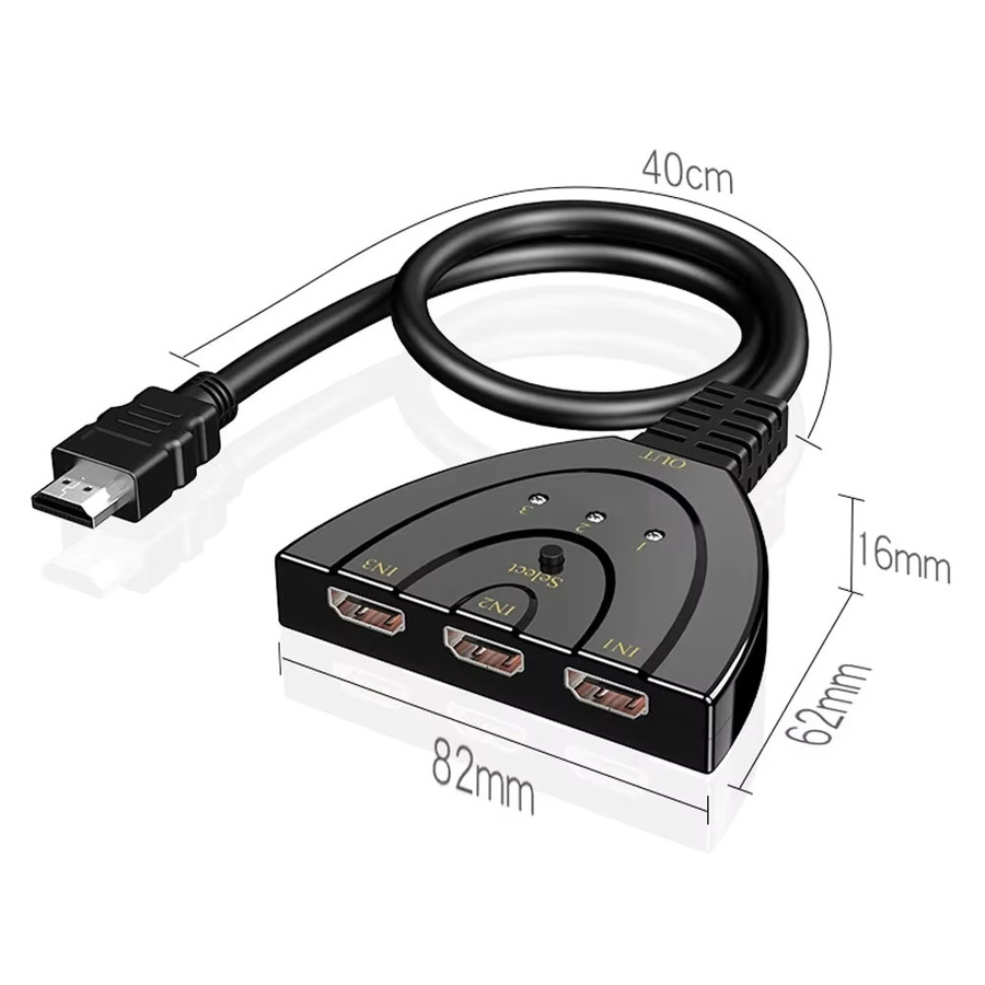 DUTRIEUX HDMI KVM-Splitter 3-Port Video Switcher Hub in Schwarz mit 3 Eingängen und 1 Ausgang, unterstützt 4K UHD, 2K, 3D und 1080P für DVD, HDTV, Xbox und PlayStation - Bild 3