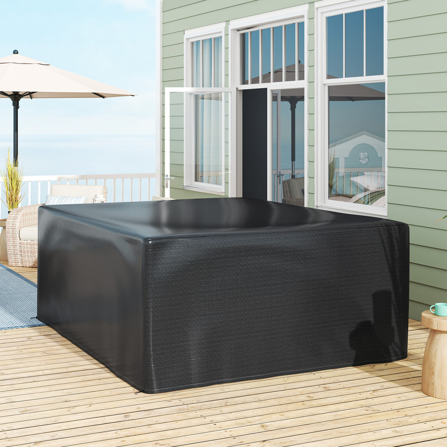 Outsunny Schutzhülle für Gartenmöbel Schwarz, wasserdichte und UV-beständige Abdeckplane für Gartentische und Terrassenmöbel, B/T/H: 235 x 190 x 90 cm - Bild 2
