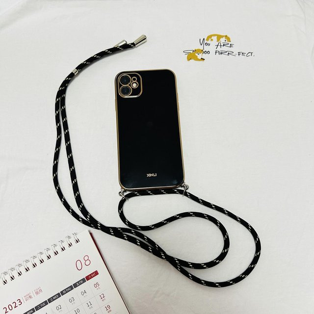 Xiaomi Crossbody Lanyard Handyhülle mit weicher Beschichtung und Trageriemen für Redmi Note 13 12 11 10 Pro 9s 8 7 in Schwarz oder Grün - Bild 1