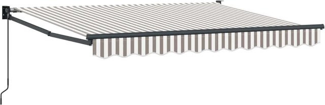 vidaXL Ausziehbare Markise mit Kurbel in Hellgrau und Weiß, B: 450 cm, T: 300 cm, H: 235 cm - Bild 1