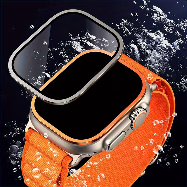 Titan-Hartglasfolie mit Metallrahmen für Apple Watch Ultra 3 49 mm in Purple, kratzfester Displayschutz - Bild 1