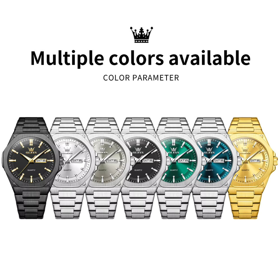 OLEVS Armbanduhr, Quarz, Edelstahl, Braun, Herren - Bild 3