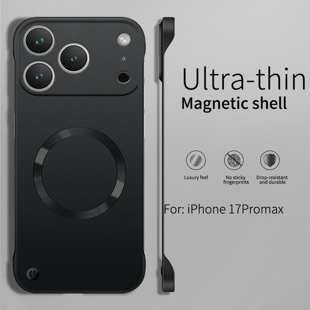 szHAIyu Magnetische Rahmenlose PC-Handyhülle in Silber für iPhone 11 bis iPhone 17 Pro Max mit MagSafe Kompatibilität und Matt-Finish - Bild 1