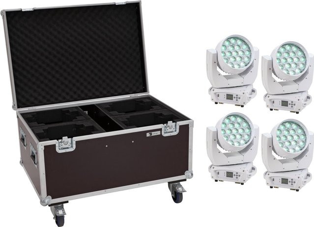 EUROLITE Set 4x LED TMH-X4 Moving-Head Wash Zoom in Weiß inklusive Case mit Rollen - Bild 1