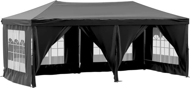 vidaXL Partyzelt faltbar mit Seitenwänden und Fenstern Schwarz B/T/H: 6 x 3 x 2,45 m - Bild 1