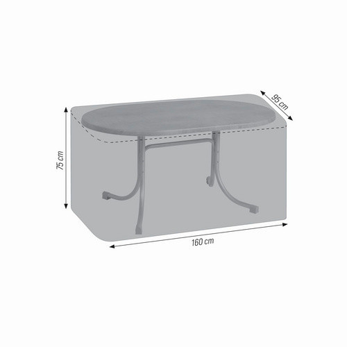 Acamp Wasserabweisende Schutzhülle für ovalen Tisch aus Polyester, Grau, B/T/H: 160 x 95 x 75 cm - Bild 2