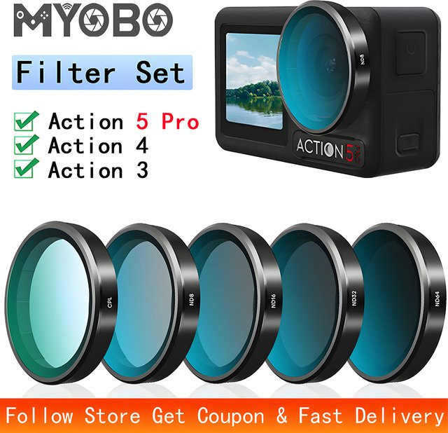 DJI ND CPL Polarisationsfilter Set für DJI Osmo Action 3, 4 und 5 Pro inklusive Objektivfilter Rahmen in Schwarz - Bild 1