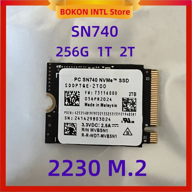 Western Digital SN740 NVMe SSD M.2 2230 2242 Gen4 PCIe 4.0 X4 Solid State Drive in Schwarz - Bild 1