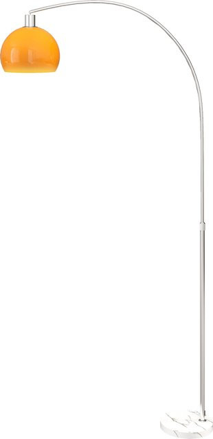 HOMCOM Bogenstandlampe mit rundem Lampenschirm aus Marmor, Metall und Kunststoff in Weiß und Orange, H x B x T: 180 x 26 x 90 cm - Bild 1