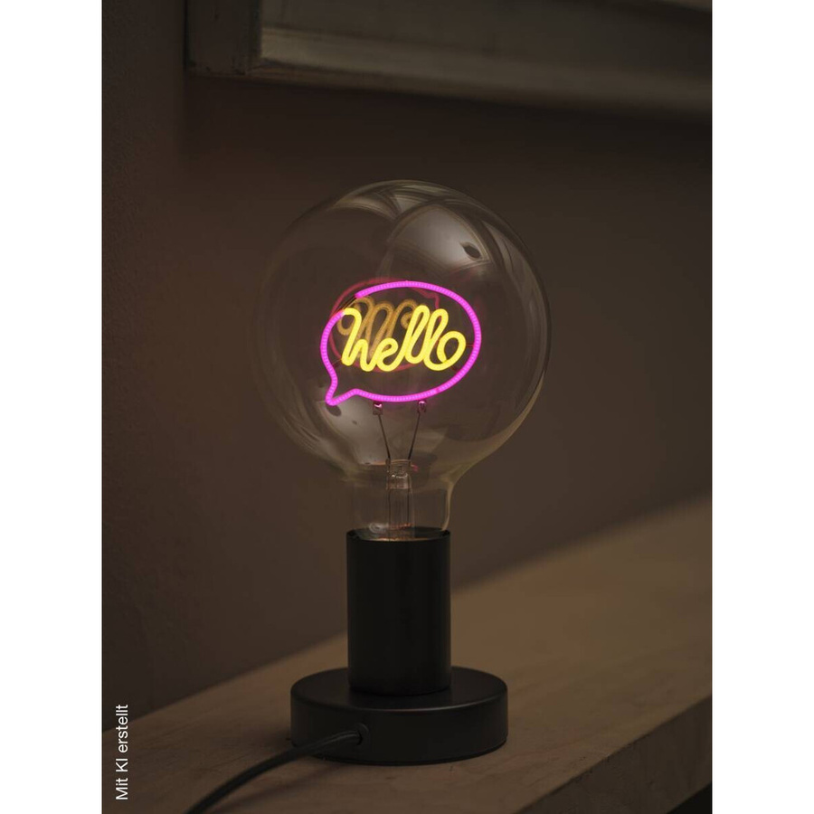 OSRAM LED-Tischleuchte Lettertable Hello in Schwarz aus Metall und Glas, E27, B/T/H: 12,5 x 12,5 x 23,1 cm - Bild 2