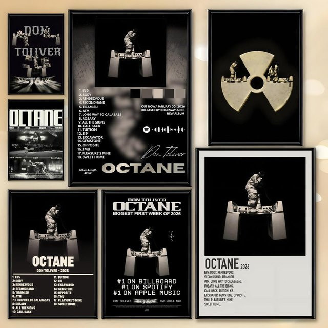 Don Toliver OCTANE Poster von BEAST KINGDOM als wasserfester Wanddekor in Schwarz und Weiß - Bild 1
