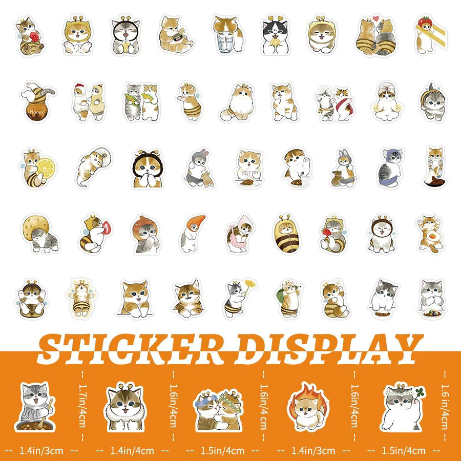 102 Stück Kitten Series 2 Aufkleber von BulingBulingStickers Store in Multicolour zur Dekoration von Tagebüchern, Handyhüllen und Wasserflaschen - Bild 2