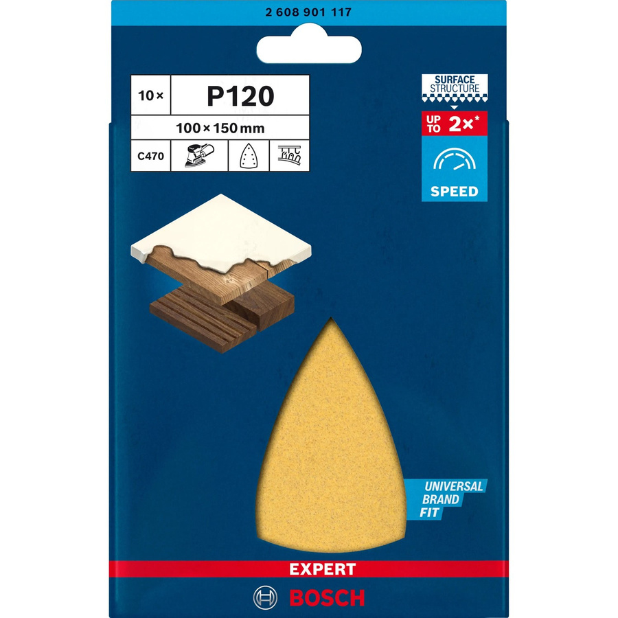Bosch EXPERT C470 Schleifpapier für Multischleifer, Körnung G 120, 10er Pack, B: 15 cm, T: 10 cm - Bild 3