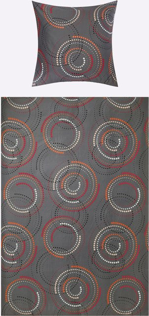 Wäschepur Bettwäsche aus 100% Baumwolle mit Kreise-Dessin in Anthrazit, B/T: 135 x 200 cm und 80 x 80 cm - Bild 1